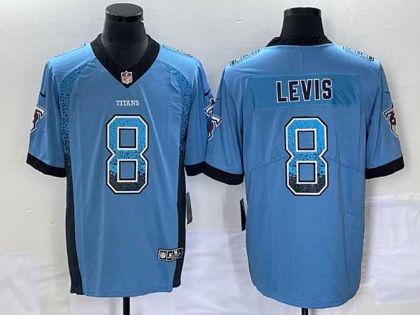 Mens Tennessee Titans #8 Will Levis Blue Drift Fashion Color Rush Limited Stitched Jersey